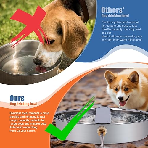 Miniatura 7 de Dispensador automático de agua para perros, razas grandes, de acero inoxidable, para exteriores, con válvula de flotador, bebedero automático para