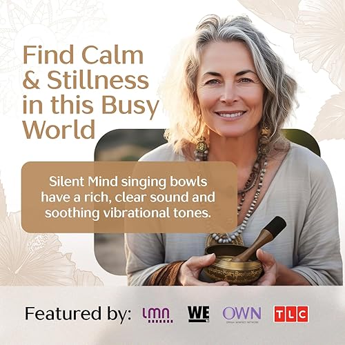 Miniatura 6 de Silent Mind - Juego de cuencos tibetanos con doble superficie y cojín de seda, promueve la paz, la curación de chakras y la atención plena. Regalo