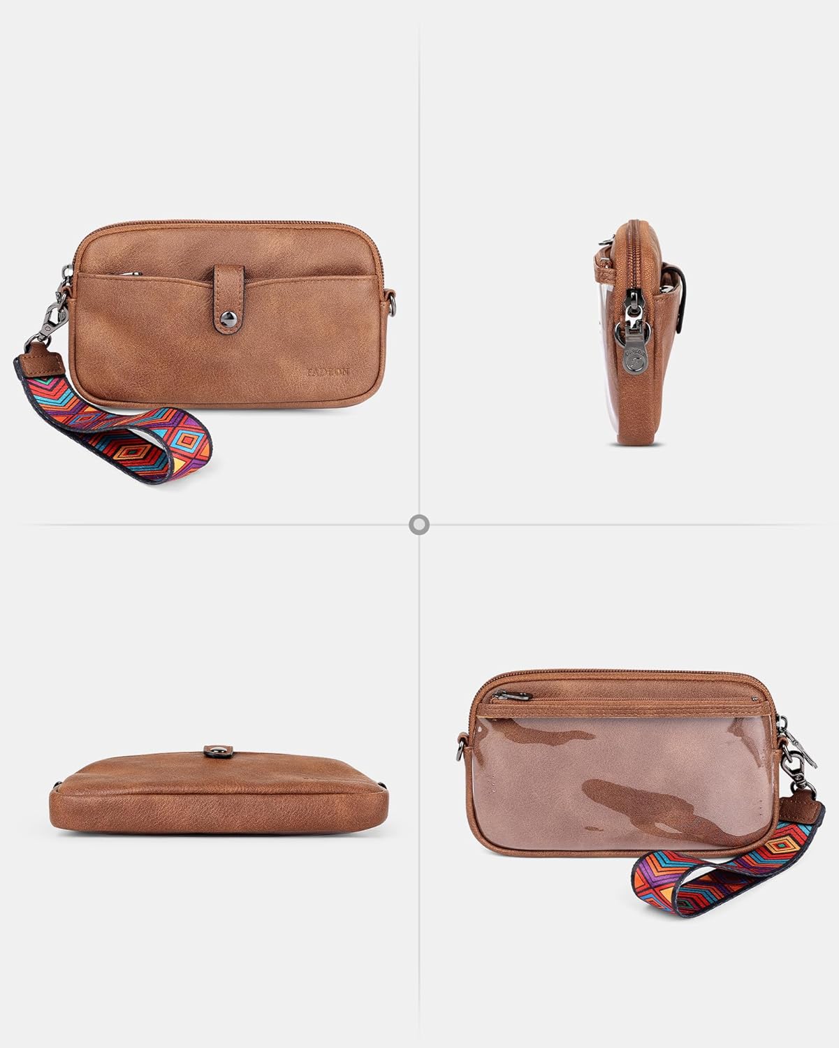 FADEON Slim Wristlet Wallets for Women, Designer Leather RFID Wallet with 3 Zipper Purse for Travel - Image 6