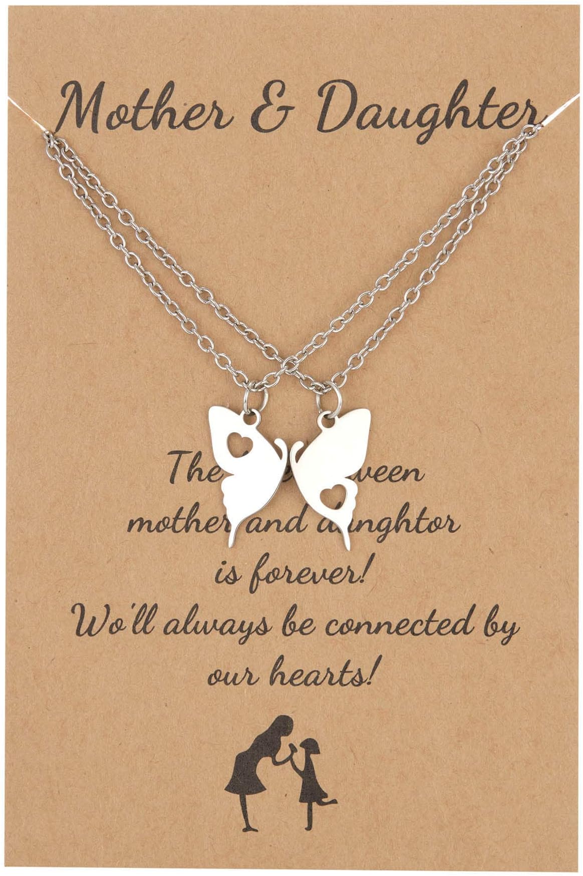 RINHOO FRIENDSHIPRINHOO FRIENDSHIP Matching Butterfly Mother & Daughter Neckalce Set for 2 Meaningful Mother's Day Christmas Birthday Gifts for Mom Daughters