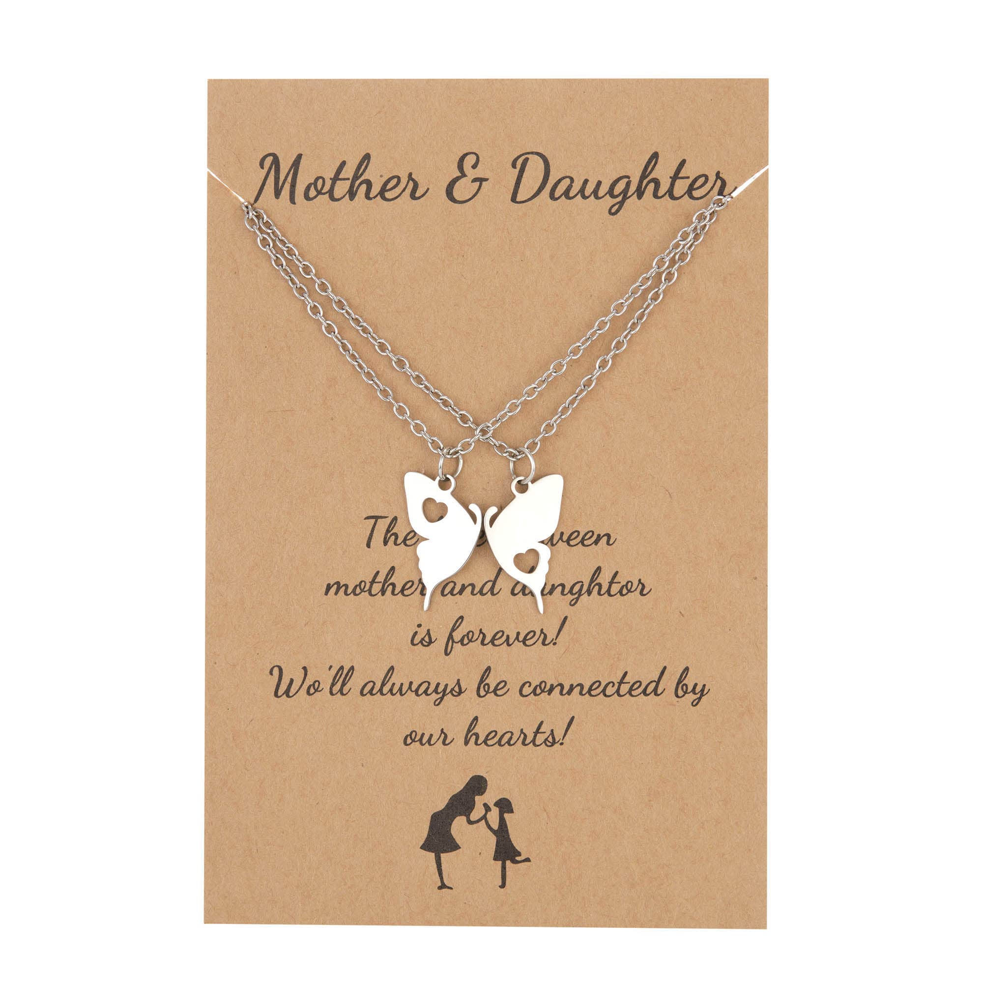 RINHOO FRIENDSHIPRINHOO FRIENDSHIP Matching Butterfly Mother & Daughter Neckalce Set for 2 Meaningful Mother's Day Christmas Birthday Gifts for Mom Daughters