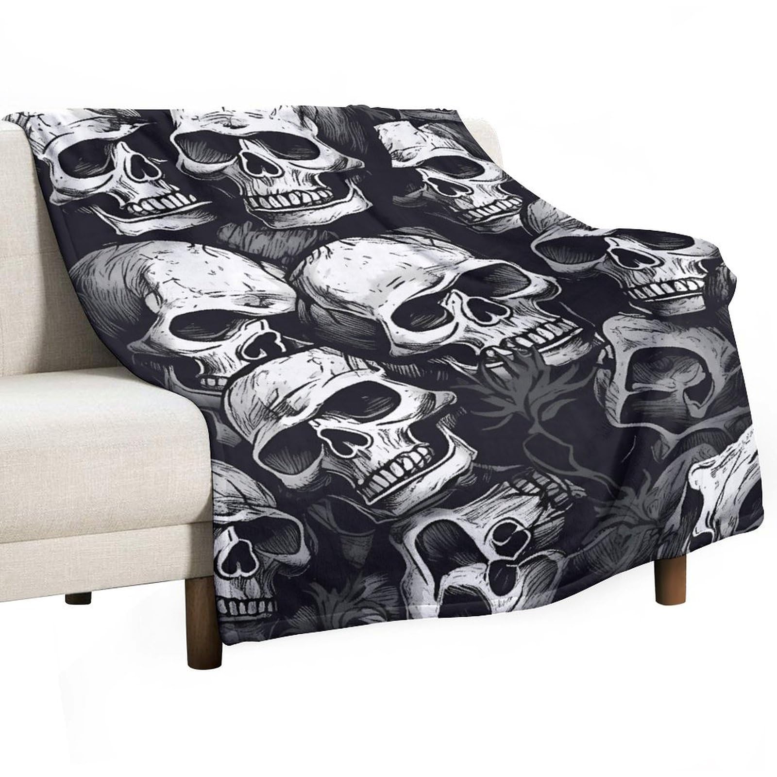 Couverture polaire crâne en flanelle douce 127x178 cm pour des moments cocooning