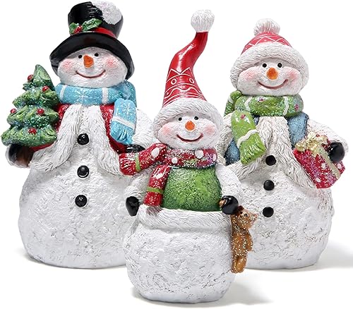 Hodao Decoraciones de Navidad para interiores, figuras de muñeco de nieve de Navidad para el hogar, invierno, para mesa, centro de mesa, decoración