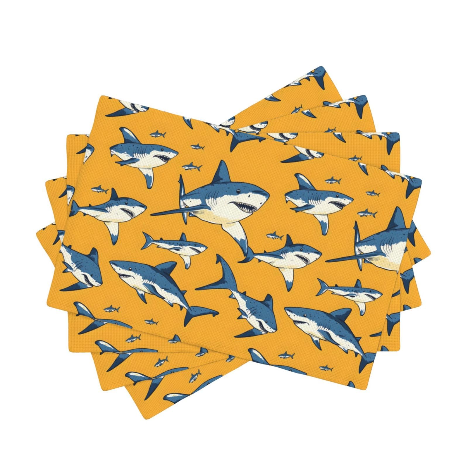 Set de table en faux lin motif requin bleu lot de 4 pour une table chic et robuste