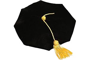 Doctoral Graduation Tam in Velvet Black with Gold Bullion Tassel