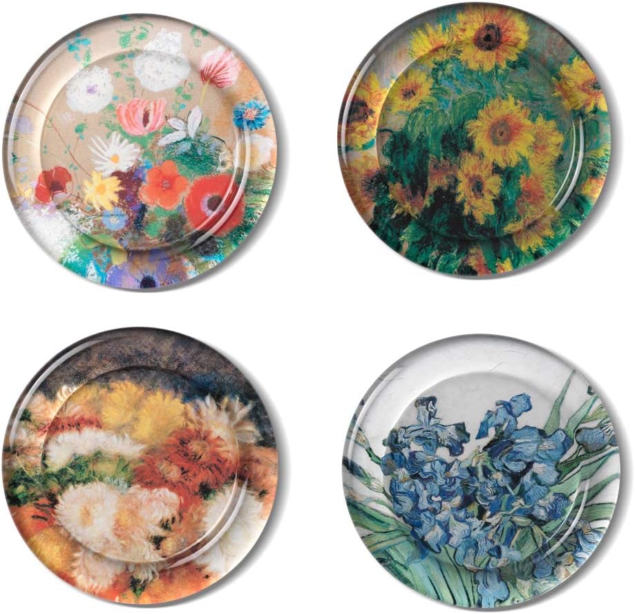 The Metropolitan Museum of Art Floral Glass Drink Coasters, Felt Backing, Set of 4