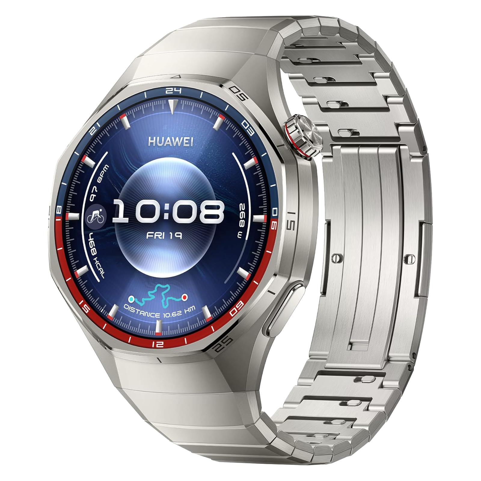 Titanium Armband Kompatibel mit Huawei Watch GT 6 Pro 46mm, Premium Titan Keine Lücken Uhrenarmband für Huawei Watch GT 6 Pro Smartwatch Ohne Werkzeug einstellbar Titan-Ersatzbänder für Herren Damen