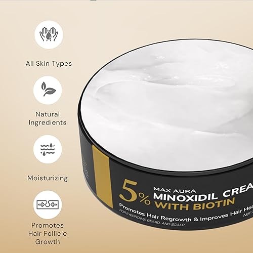 Miniatura 2 de MAX AURA - Crema de minoxidil con biotina, 5% extra fuerte, tratamiento para adelgazamiento del cabello y pérdida de cabello para hombres,