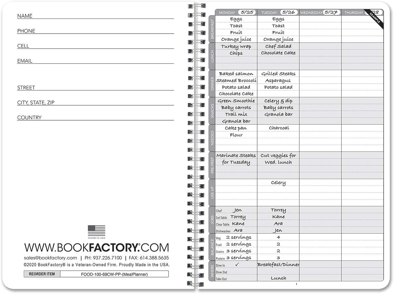 BookFactory Meal Planner Journal, 6" x 9" Wire-O, 106 Pages image 2