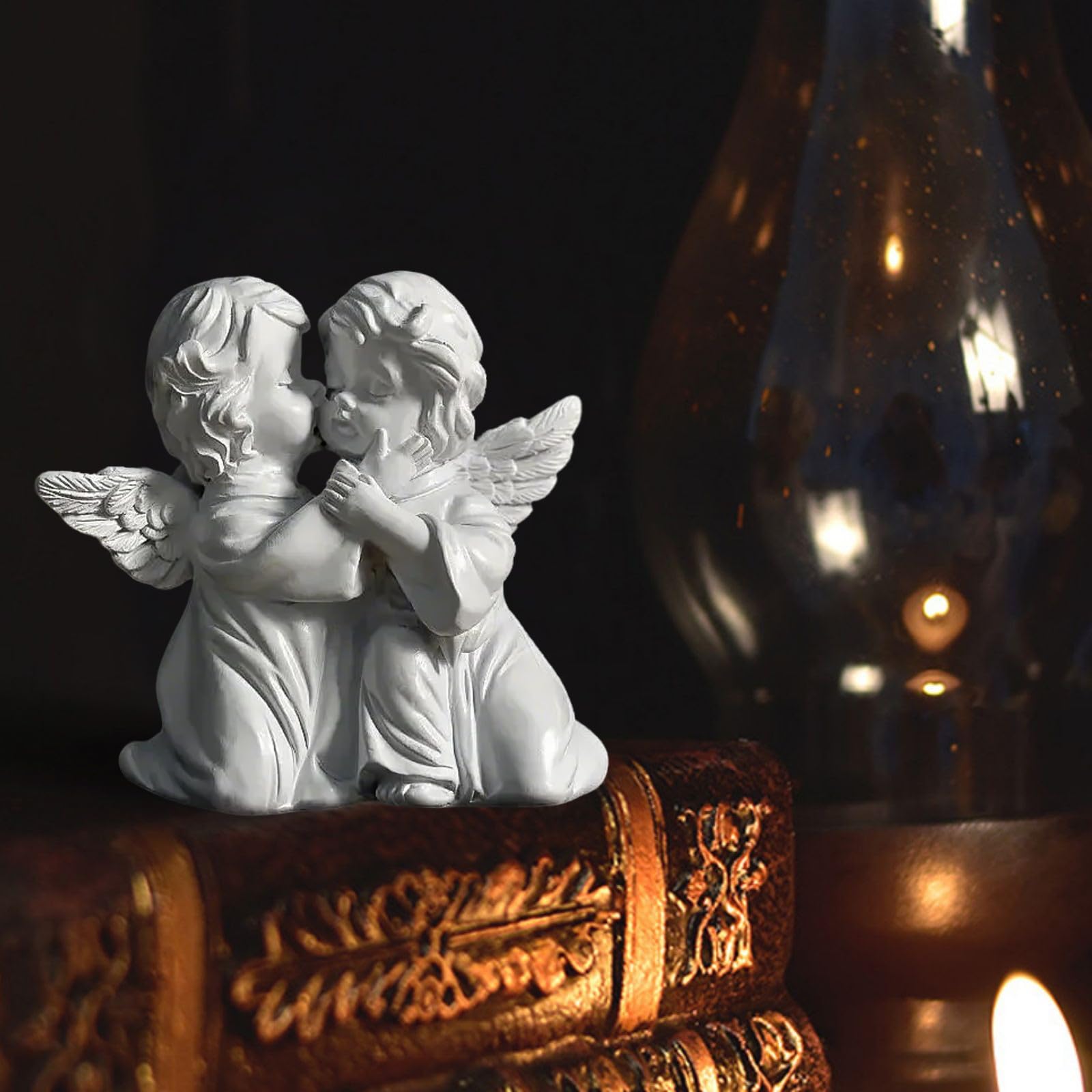 OwMell Little Angel Statue Figurine, Resin Cherub Statue Sleeping Angle Sculptur...