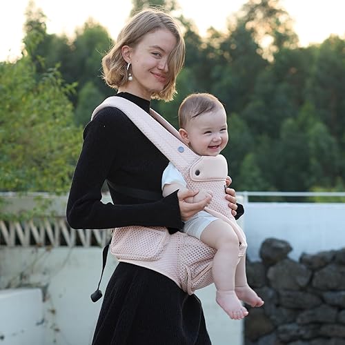 Miniatura 8 de Momcozy Portabebés con asiento de cadera, transporte orientado hacia adelante 2 en 1 para bebés activos, transportador desmontable manos libres de