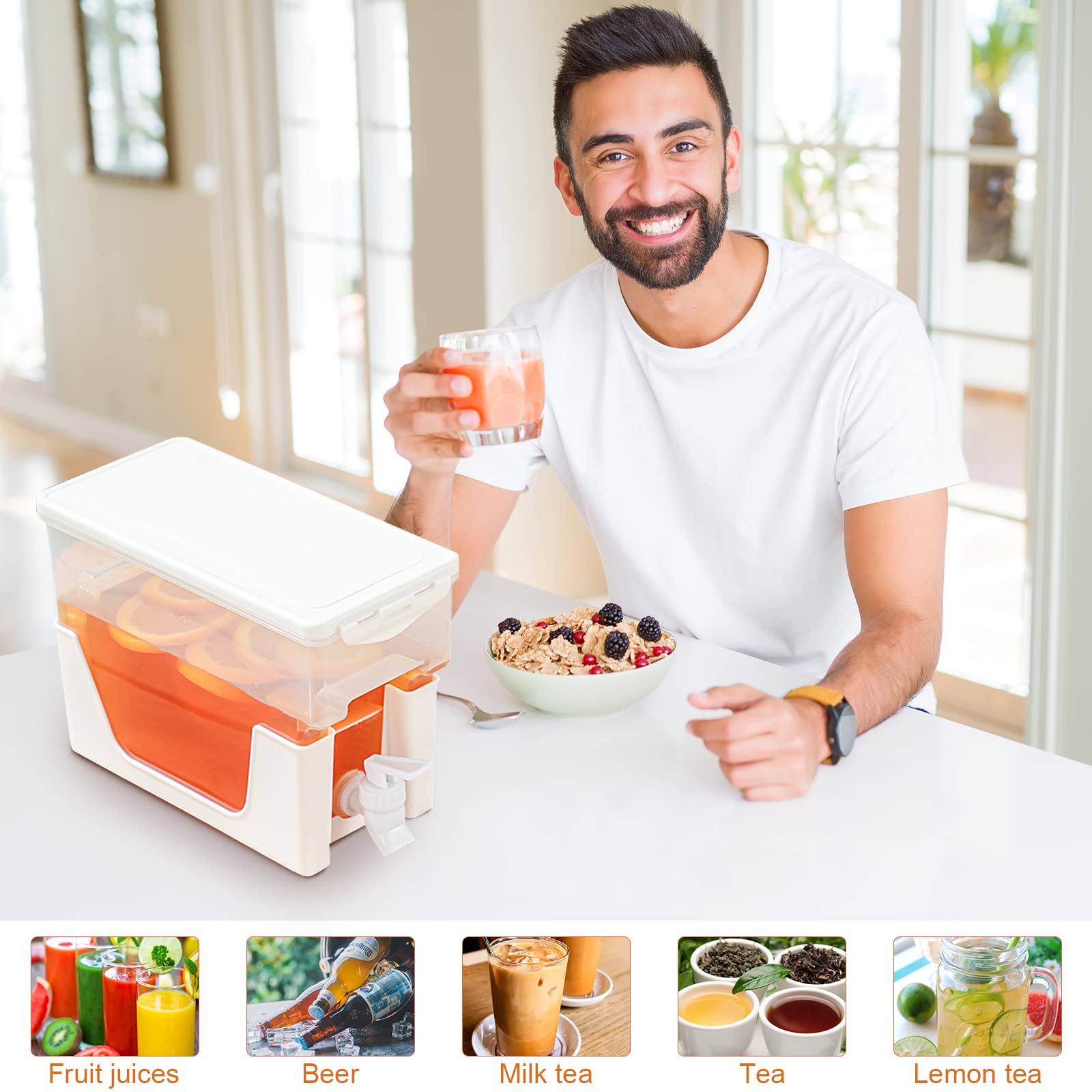 Distributeur De Boisson Seahelms 3,5L - Avec Robinet - Pour Frigo - Thé, Jus, Cocktail