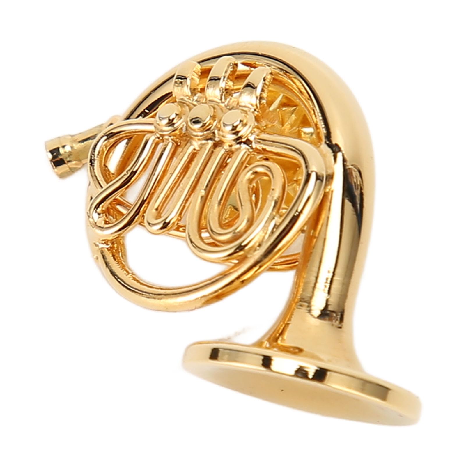 Trompa en Miniatura Mini Trompa Réplica de Trompa de Metal Modelo Mini Trompa de Metal Mini Instrumento Musical Trompa en Miniatura Color Dorado Exquisito Elegante