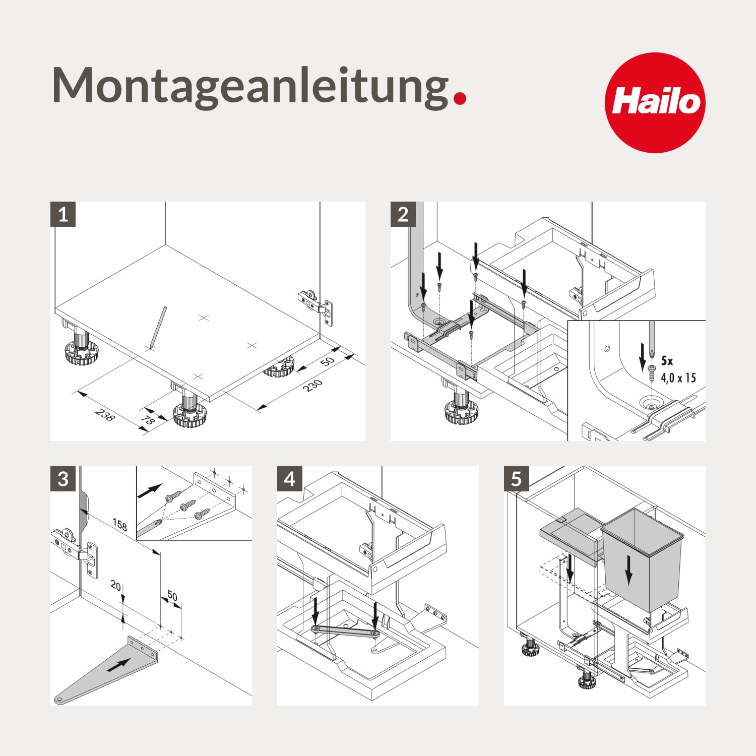 Hailo AS Solo 20 automatic - 3636001 Einbau Abfallsammler