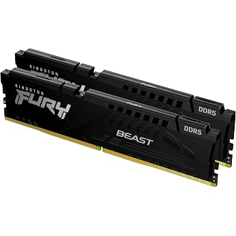 Kingston Fury Beast KF568C34BBEK2-32 DDR5 32GB 2x16GB 6800MT/s CL34 DIMM Desktop Gaming Memory Kit with 2 AMD EXPO and Intel XMP Black