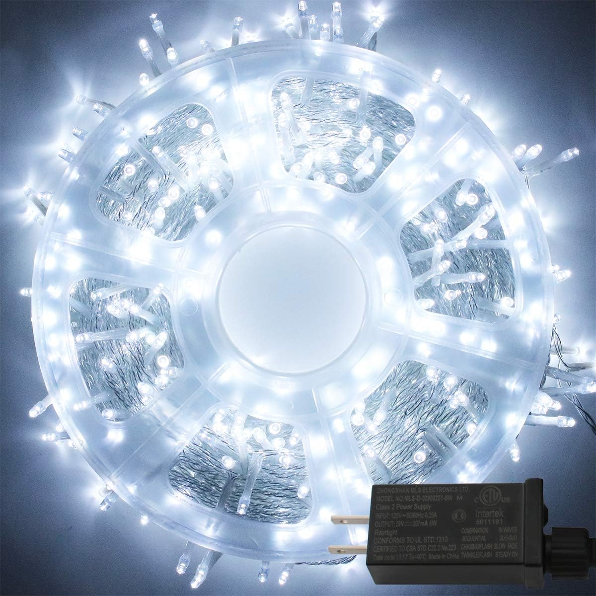 YAOZHOU Cool White Christmas String Lights Indoor Outdoor IP44 Waterproof 196.8Ft 600LED 8 Modes Cool White Fairy Decor Lights for Holiday,Party,Wedding,Garden(Cool White)