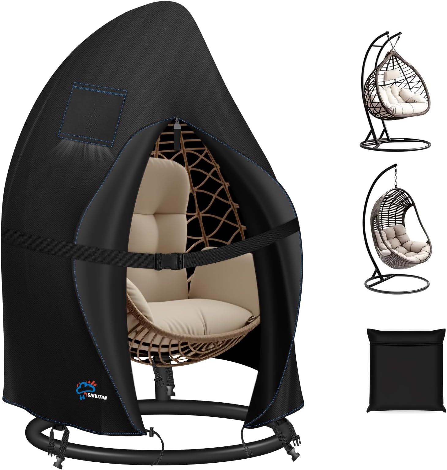 Patio Double Hanging Chair Cover 420D Oxford Fabric Waterproof Patio Cocoon Egg Chair Cover 2 Seat