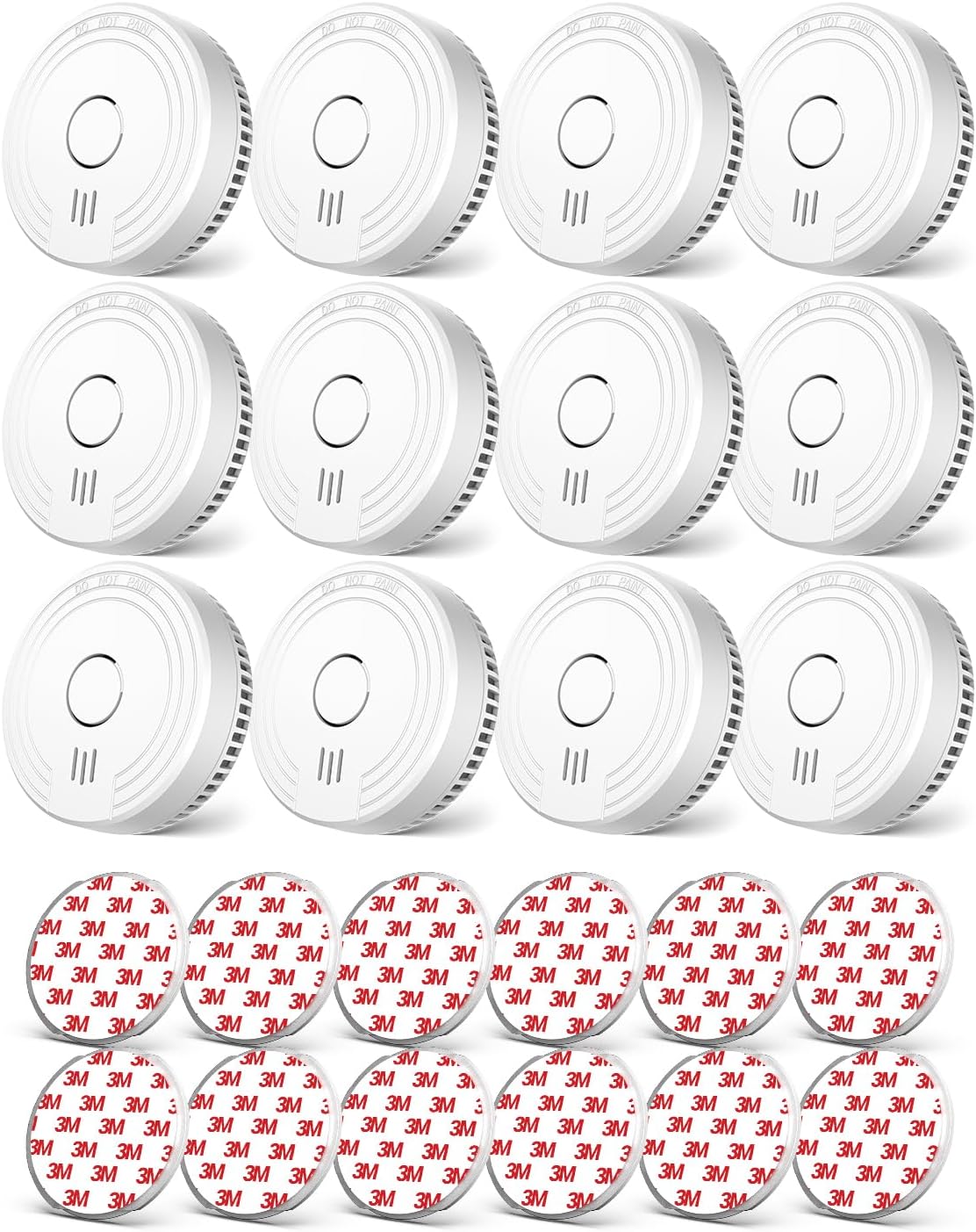 Ecoey Smoke Alarm Fire Detector, Battery Included Photoelectric Smoke Detector with Test Button and Low Battery Signal, Small Fire Alarm for Home, Bedroom FJ136GB, 12 Packs