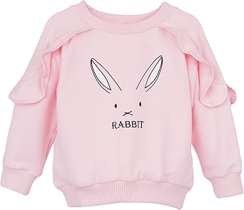 Toddler Girl Cotton Crewneck Cute Ruffle Stripe Sweatshirts