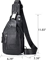 Vista 9 de LUKZIJAES Bolso bandolera de cuero genuino para hombre marrón (#1-Brown)