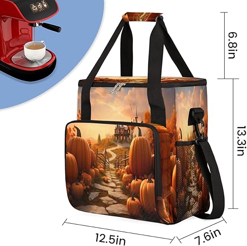 Miniatura 2 de Cafetera de calabazas de otoño, bolsa de carrito, decoración de pintura de otoño, bolsa de almacenamiento de transporte compatible con Keurig K-Mini