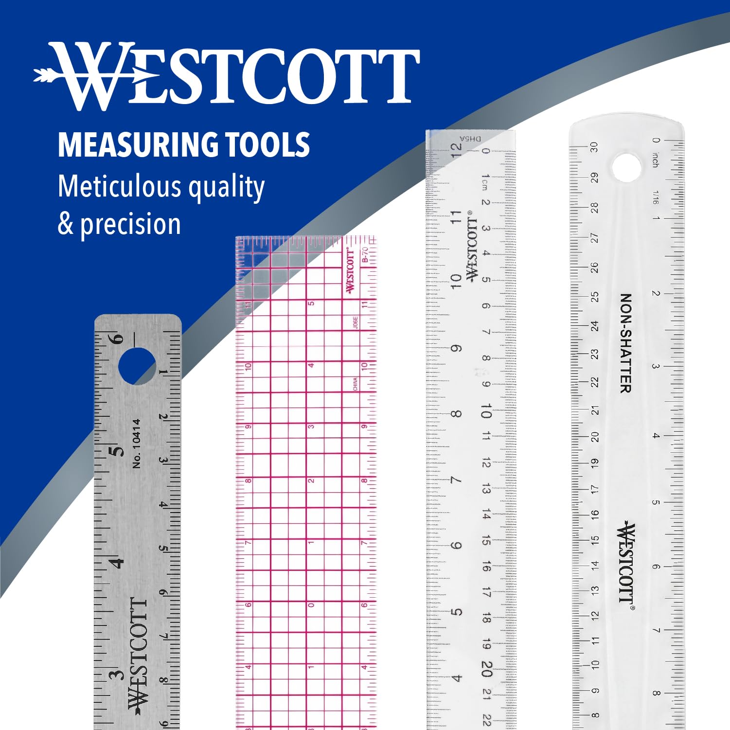 Westcott Flexibles, bruchsicheres Lineal, 30,5 cm, flexibles Design mit leicht ablesbaren Markierungen, transparent, für Zuhause, Büro, Klassenzimmer, Schulanfang, Schulbedarf