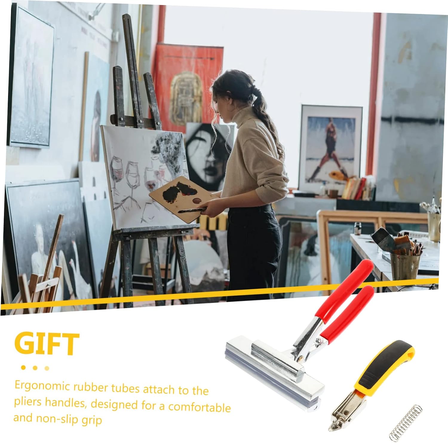 Painting Staple Remover Tack Puller Tool Canvas Stretching Pliers Set Oil Painting Pliers Spring-return Handles