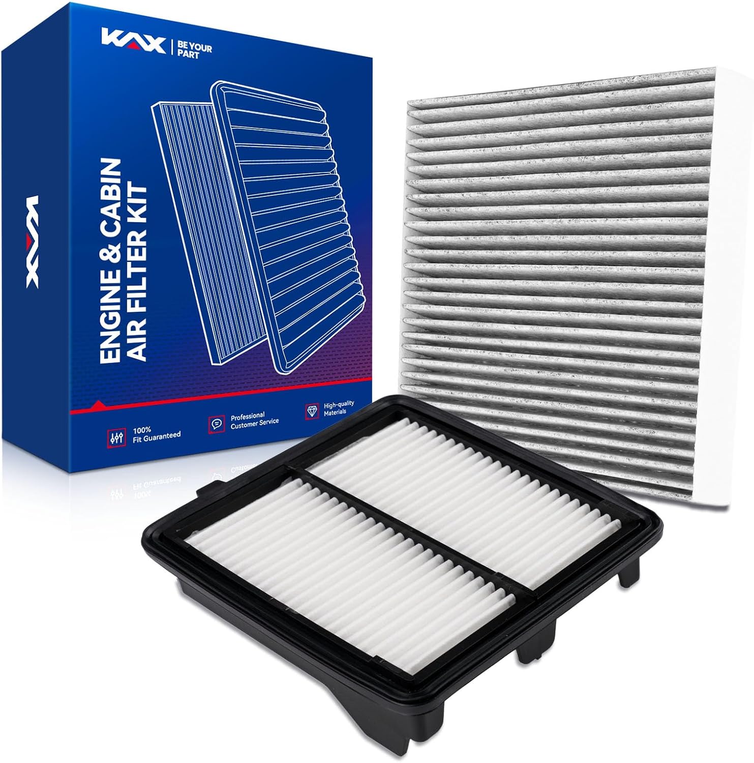 KAX Engine & Cabin Air Filter Kit, Replacement for Honda Fit 2009-2013 1.5L, Replace# CA10650 CF11182