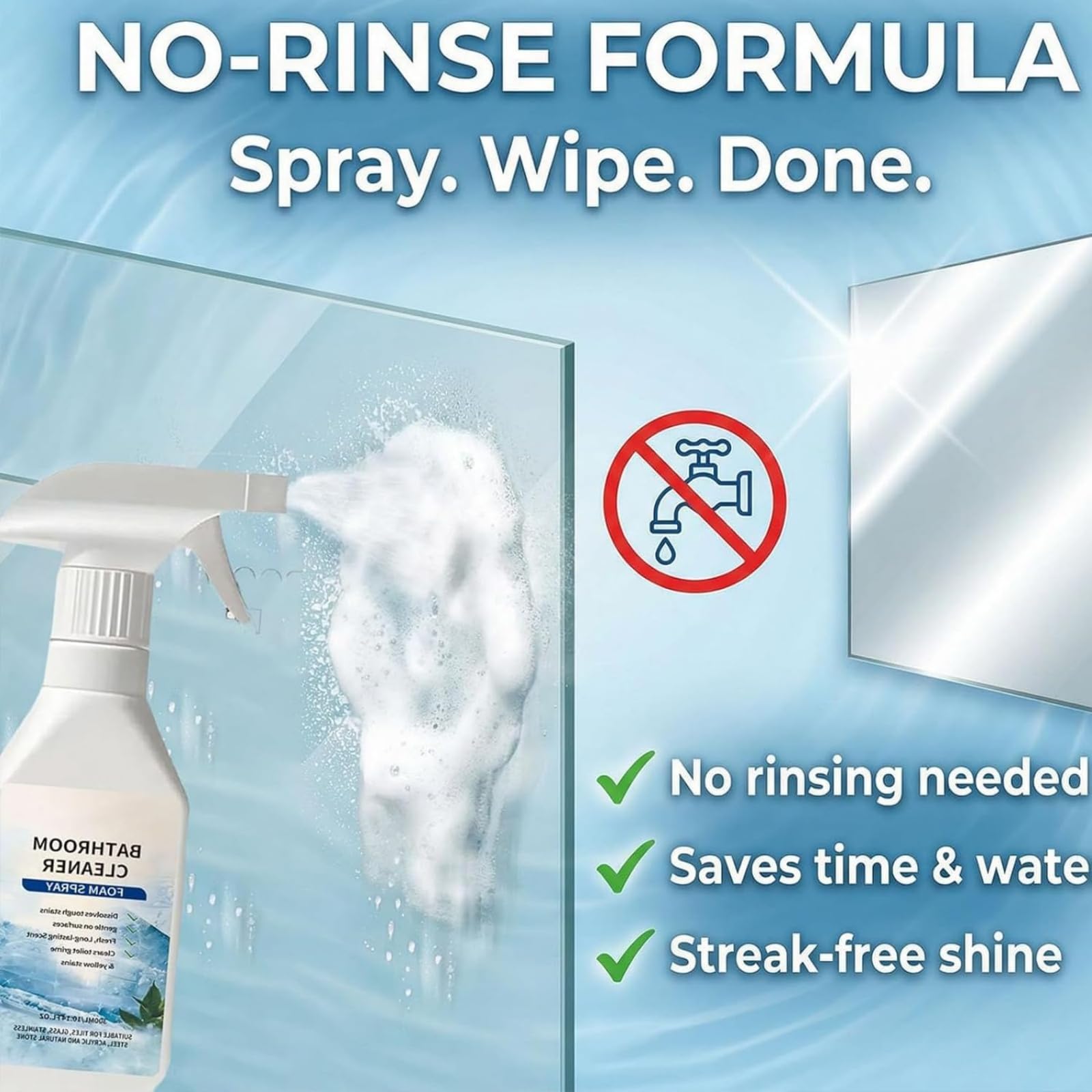 Spray Detergente Schiumogeno Anticalcare per il Bagno – Potente Anticalcare ad Azione Rapida – Soluzione Multisuperficie per Docce, Vetri, Piastrelle, Acciaio Inox, Rubinetteria e Lavandini (2 pcs)