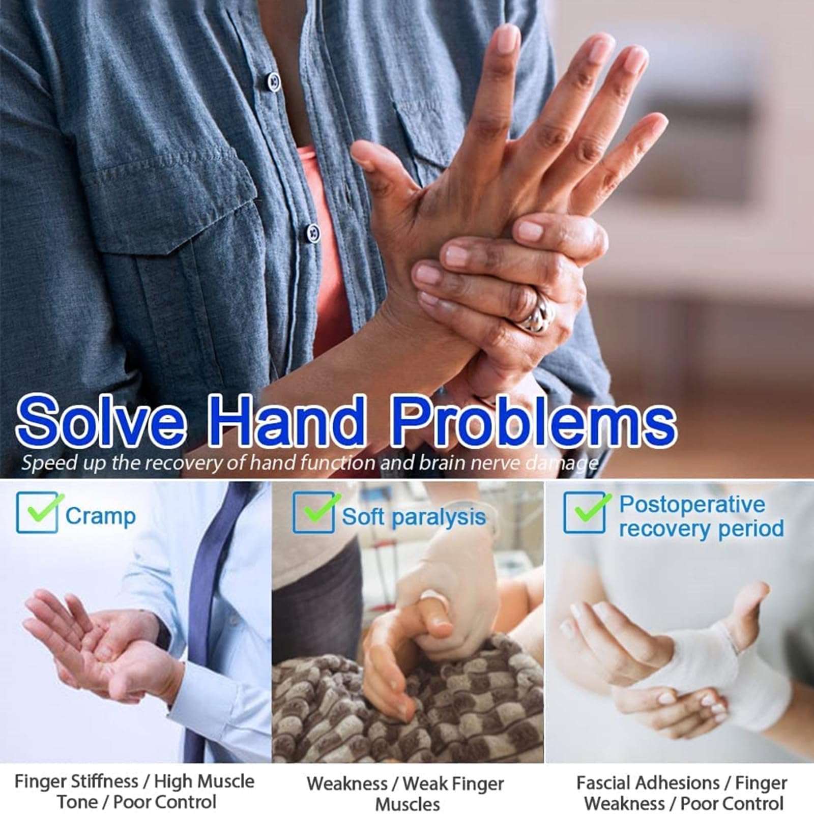 Guantes De Rehabilitación Robóticos, Ejercitador De Dedos para Mano Izquierda Y Derecha, Guantes Robóticos para Accidentes Cerebrovasculares, Hemiplejia, Infarto Cerebral L