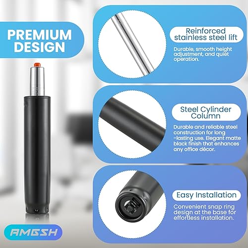 Miniatura 4 de Reemplazo del cilindro para silla de oficina, carrera de extensión de 5 pulgadas, pistón hidráulico resistente para la mayoría de sillas giratorias,