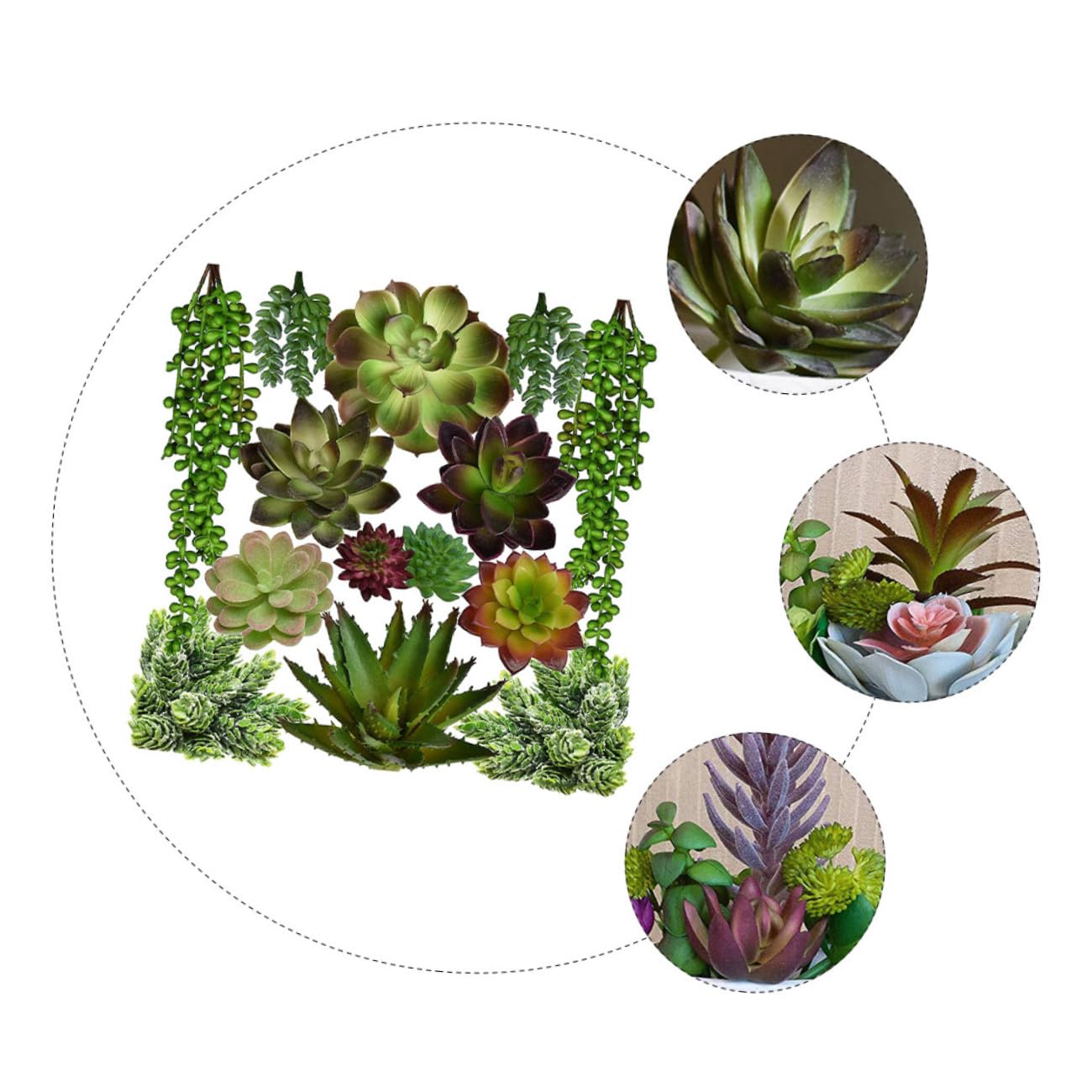 de Suculentas Artificiales Verdes de PVC y PE sin Cuidado Diario ni Decoloración Varios Estilos 14 Piezas y de Jardines para Accesorios Creativos Varios Estilos