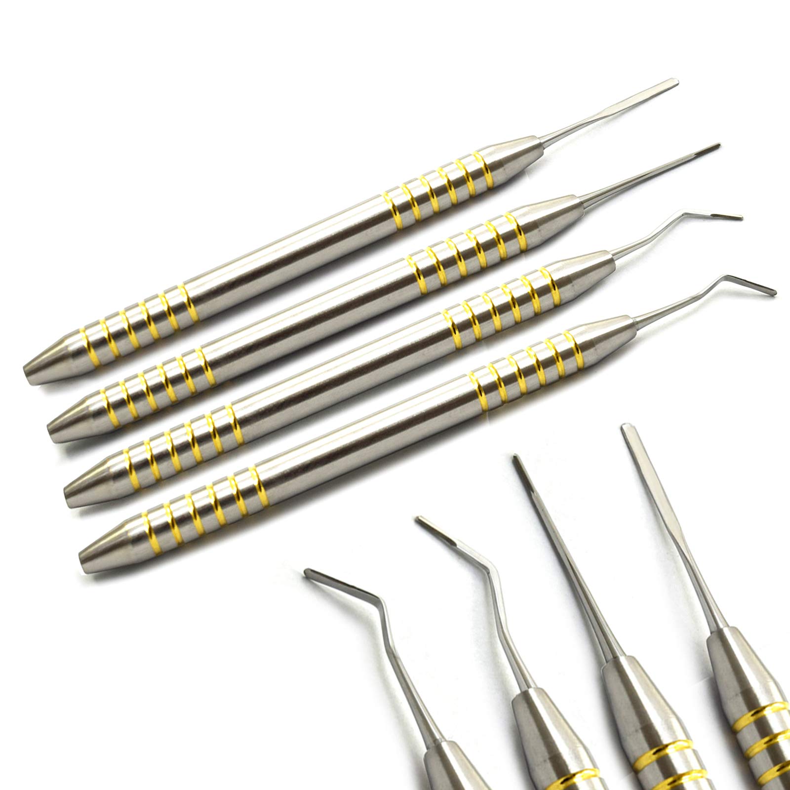 Professional Dental Instruments Osteotome Periotome Luxating Elevator Implant | Orthodontic PDL Teeth | Surgical Root Extraction Spreading (Periotome Gold Set Of 4)