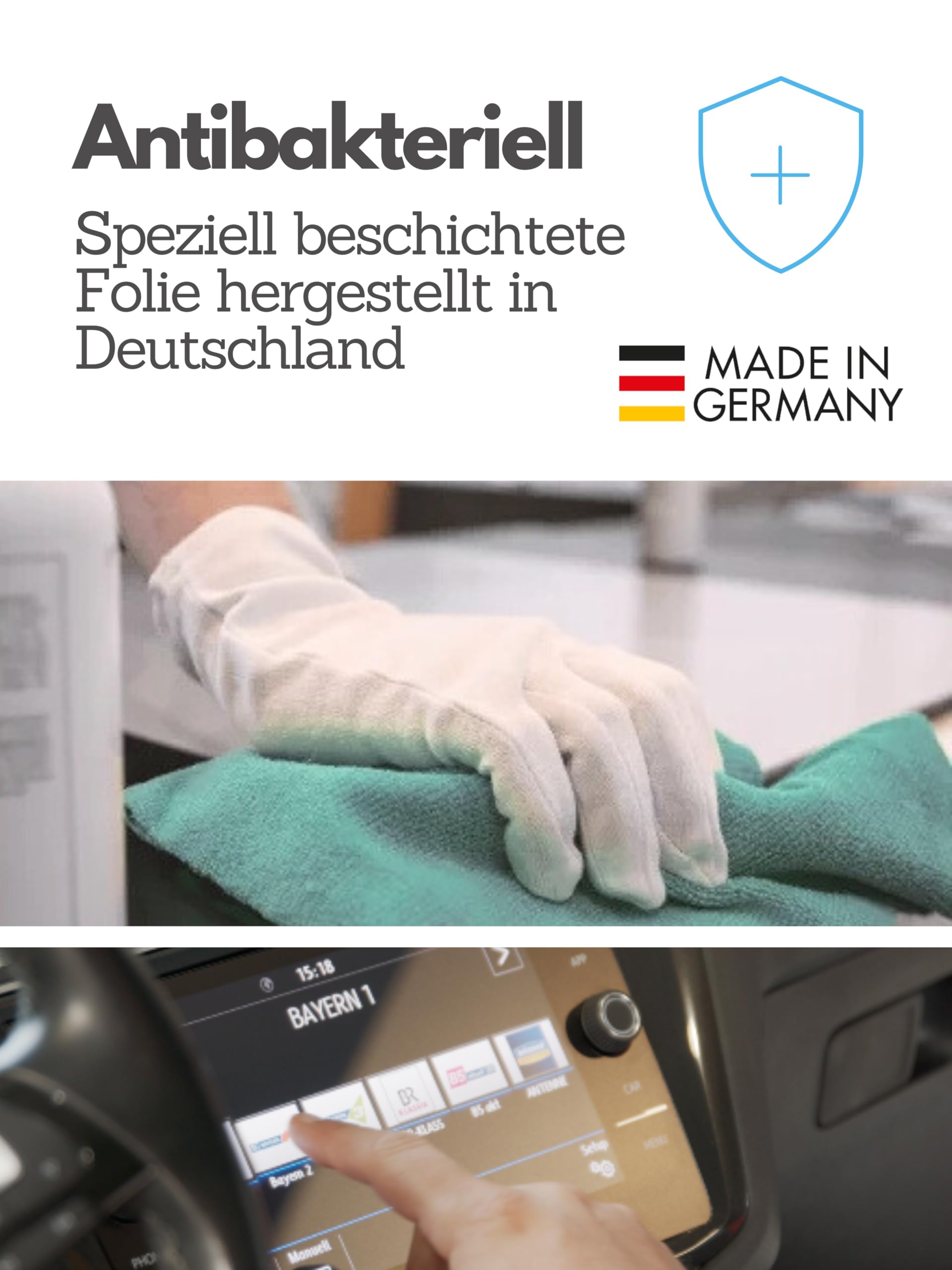 DISSKIN® Displayschutzfolie kompatibel mit versch. Ford Modellen, selbstheilend durch Wärme, Matt, antibakterielle Beschichtung, Anti-Fingerabdruck (Komp. zu Puma Facelift ab 24 inkl. Tacho)