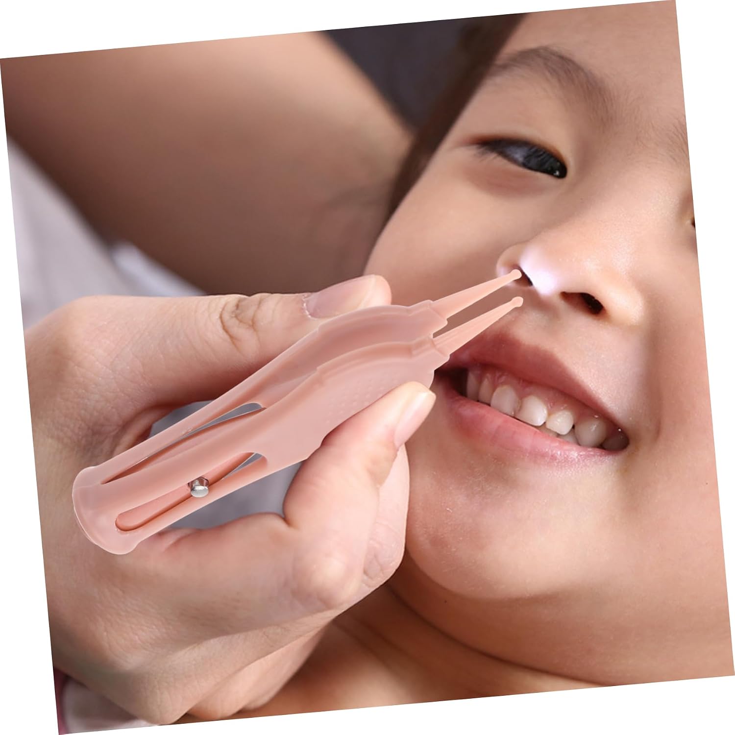 Nose Tweezer Cleaning Clip for Newborns Stainless Steel and Silicone Lightweight Skid Handle for Nose Ears Navel Eye Hygiene Pink Grooming Tool