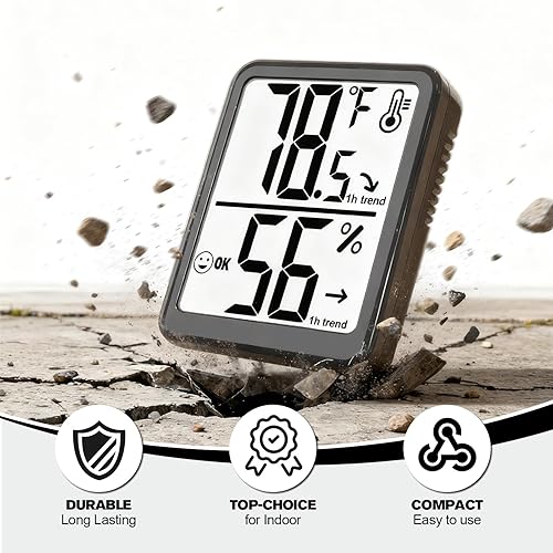 Miniatura 6 de Paquete de 2 termómetros higrómetros de habitación para el hogar, medidor de humedad de temperatura, medidor de humedad, sensor digital de