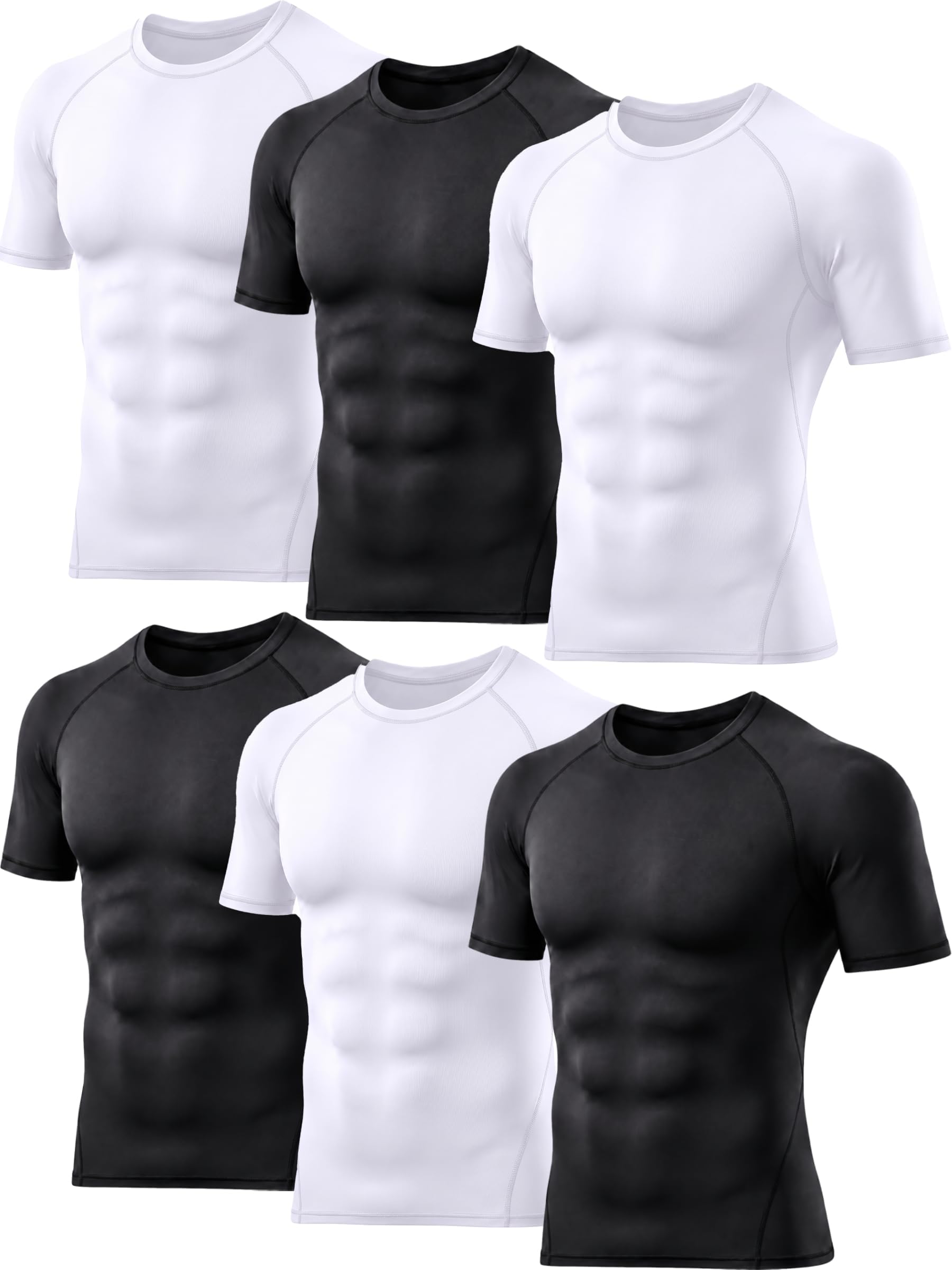 6 Pack Men's Compression Shirt Short Sleeve Workout T Shirts Baselayer