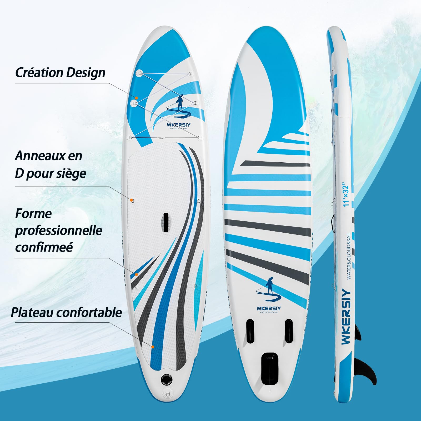 Paddle Gonflable Kayak 2 en 1 335cm – Stand Up Paddle Familial avec Siège et Pagaie Double – Planche Sup Ultra Stable pour Débutant et Loisirs – Kit Complet avec Pompe et Sac