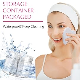 Nuenen 60 Pieces Facial Sponges with Container, Heart Shape Compressed Face Sponges Natural Cleaning Pads for Washing Face Cleaning Exfoliating Esthetician Makeup Removal(White)