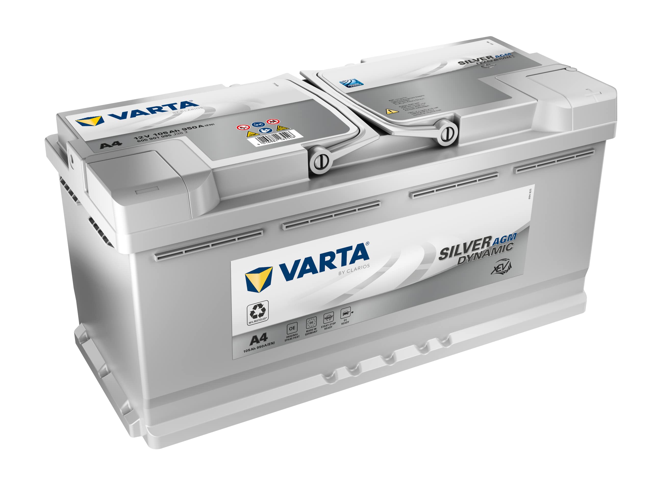 VARTA Silver Dynamic AGM Battery A4 - Start-Stop and xEV Car Battery 12V  105Ah 950A - Starter Battery for Cars with High Energy Requirements :  Amazon.de: Automotive