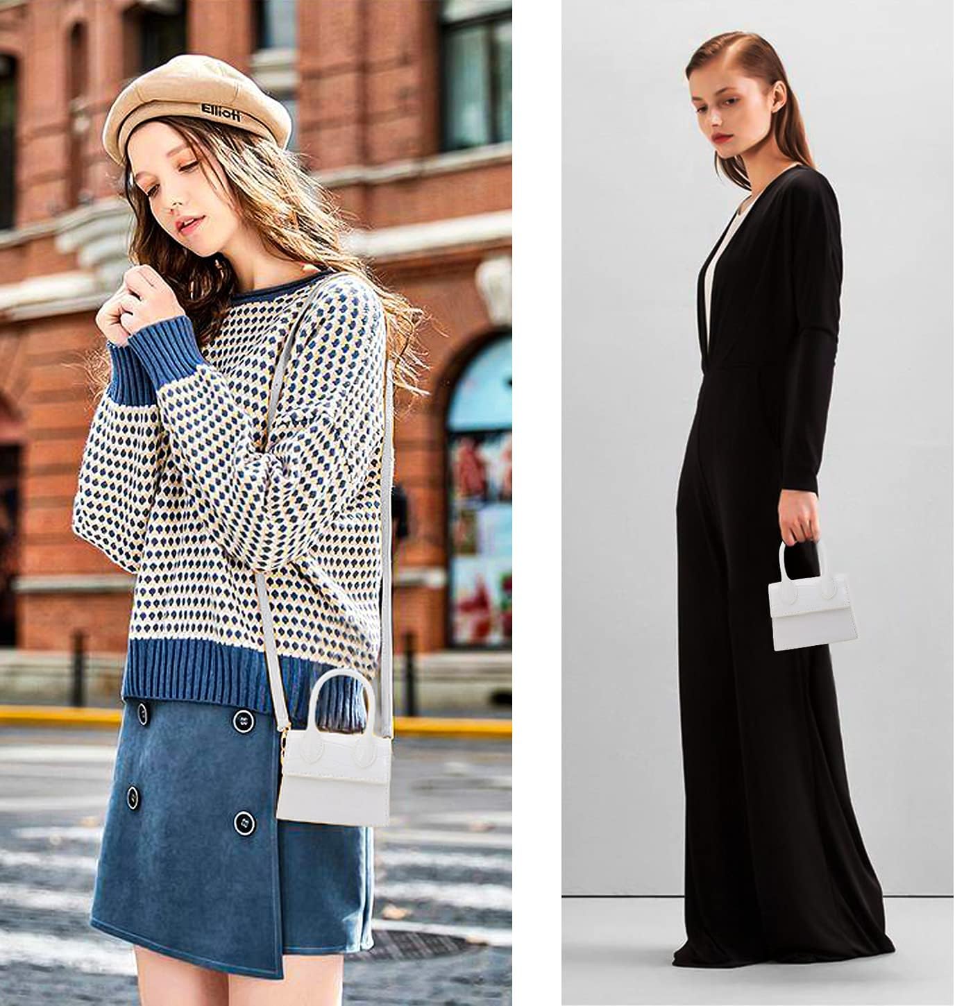 Mini Crossbody Bag for Women Girls Synthetic Leather Flap Purse Styling Top-Handle Clutch Handbag - Image 2