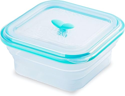 Platino 100% silicona de grado alimenticio, sin plástico, plegable, apto para microondas, lavavajillas, respetuoso con el medio ambiente (aguamarina)