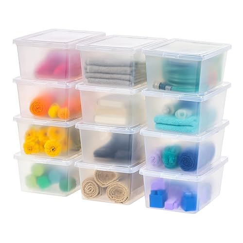 IRIS USA 12-Pack Storage Bins with Lids, 17 Quart, Shoe