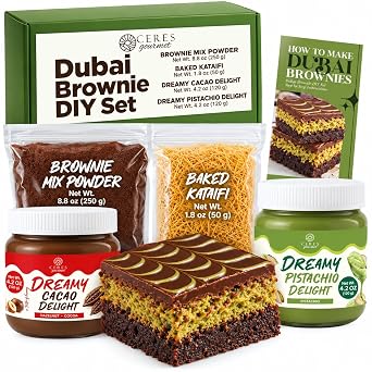 Ceres Gourmet Dubai Chocolate DIY Kit All-in-One Viral Dubai Brownie Creation Set with Browni Powder and Filling Fun Baking Activity for All Skill Levels