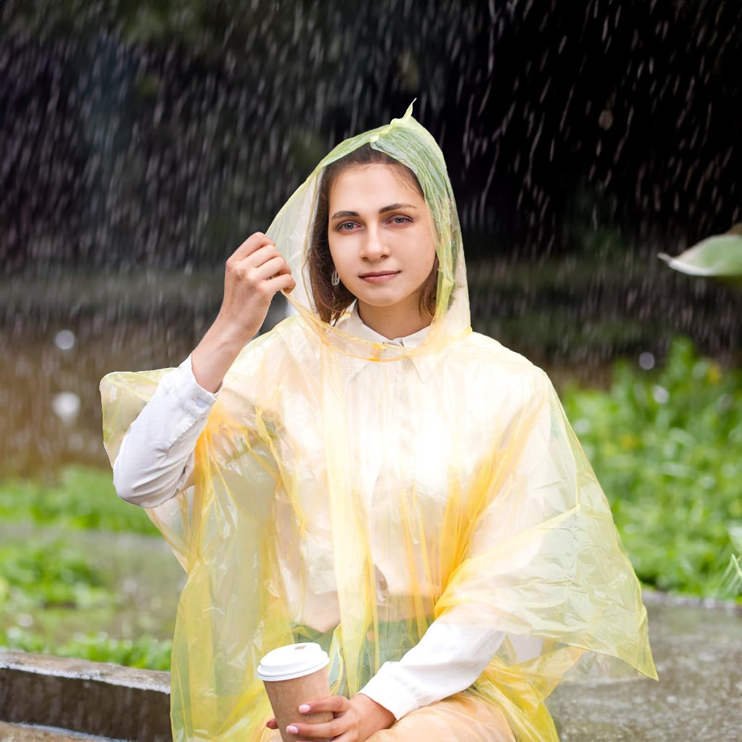 20 Pack Disposable Rain Ponchos for Adults, Clear Plastic Emergency Raincoats with Hood, Individually Wrapped Bulk Rain Ponchos Waterproof Family Pack Camping - Image 3