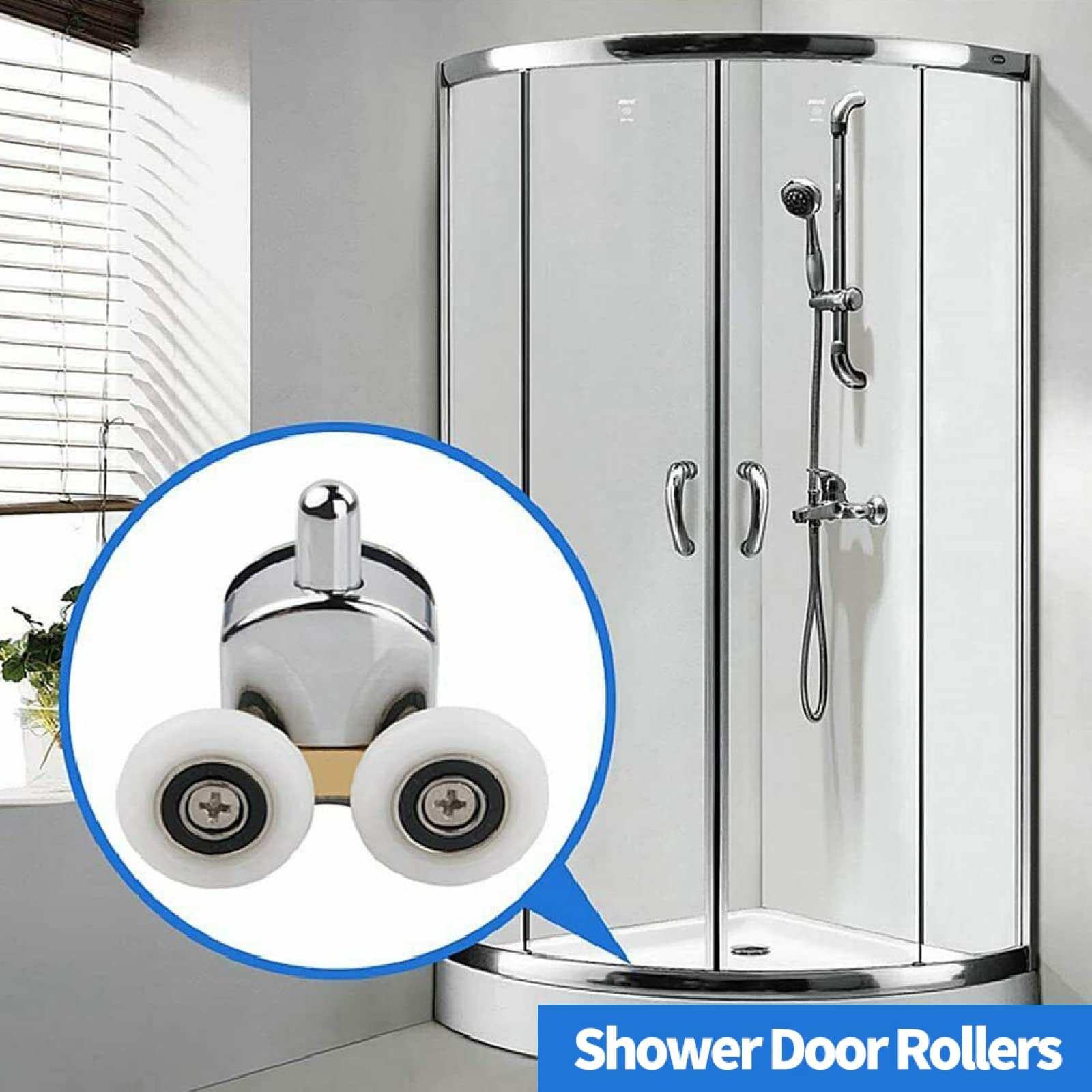 Ricambio Box Doccia Rotelline Per Porta Doccia: 8 Pezzi, 23mm, Per Porte Scorrevoli In Vetro, Con Viti E Coperchi Set 8 Pezzi Rotelle - 4