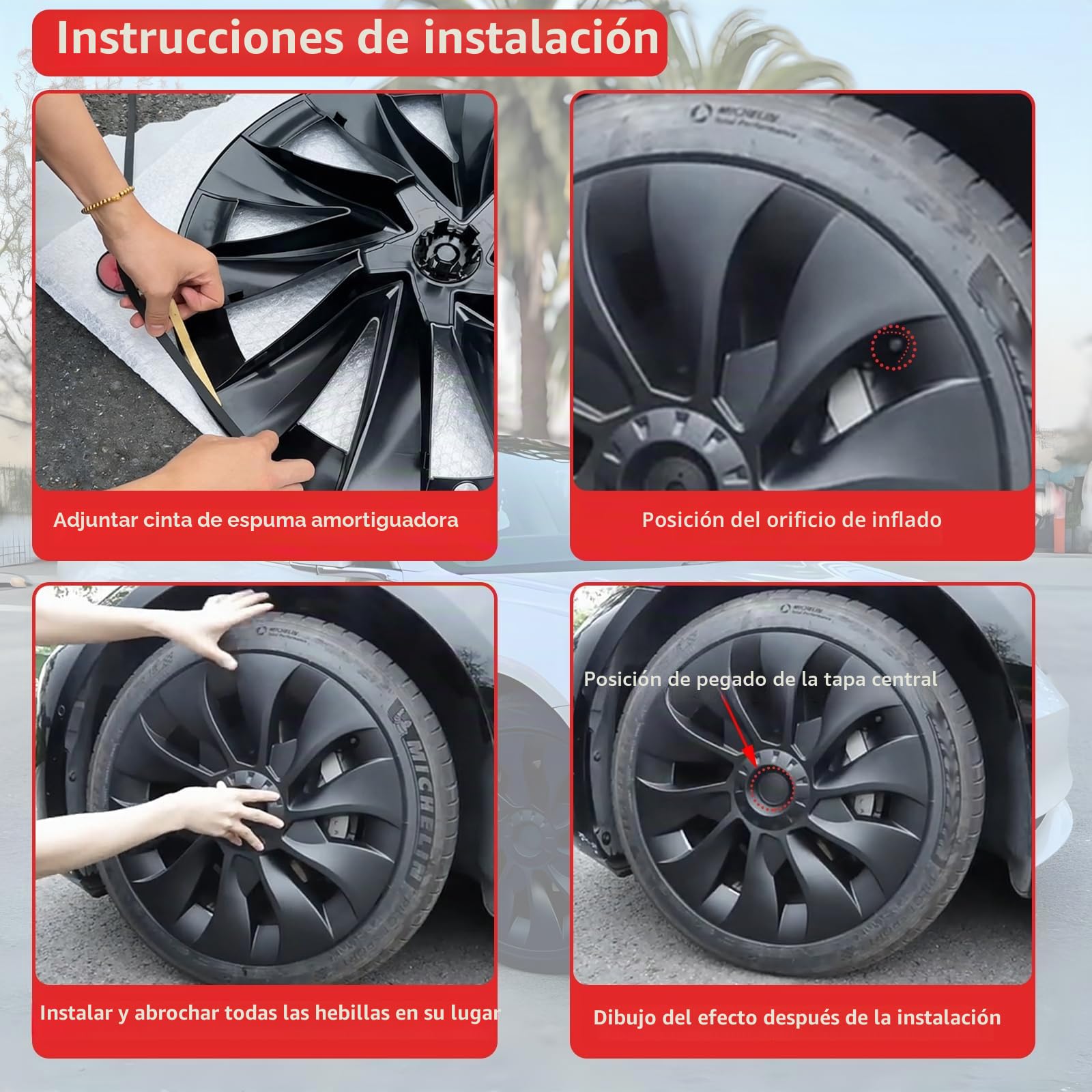 KAVANIC Tapacubos para Tesla Model 3 18 Pulgadas 2017-2023, 4 Unidades | Tapacubos estilo Uberturbine para Tesla Model 3 Ruedas Aero (RWD/AWD), Negro Mate, Diseño Simétrico, Mayor Autonomía