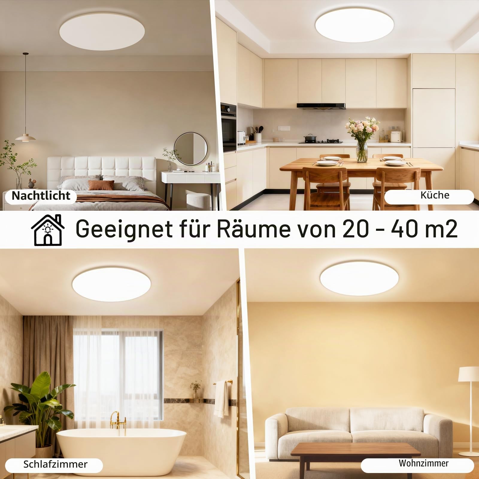LEZOE LED dimmbar Deckenlampe mit Fernbedienung φ45cm, 45W 5000LM IP54 Wasserfest Deckenleuchte Speicherfunktion Nachtlicht, 2700K-6500K für Wohnzimmer, Kinderzimimer, Schlafzimmer Bad Küche Heimbüro