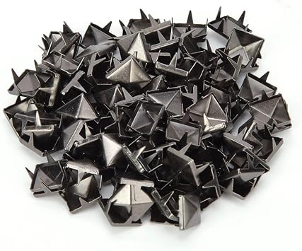 100 PCS Square Rivet Square Pyramid Rivets Four Jaw Studs Spikes Metal Punk Spikes Spots Pyramid Studs Punk Rock Nailhead Spots for Leather Decoration Gray