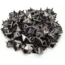 100 PCS Square Rivet Square Pyramid Rivets Four Jaw Studs Spikes Metal Punk Spikes Spots Pyramid Studs Punk Rock Nailhead Spots for Leather Decoration Gray
